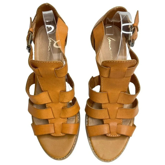 Lane Bryant Strappy Caged Heeled Sandals Cognac Brown Leather Sz. 11w - Picture 2 of 13